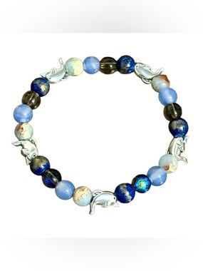 Handmade Beaded Dolphin Charm Bracelet